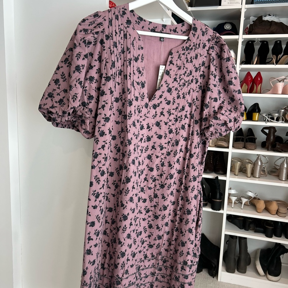 Madewell Mauve Floral Midi Dress